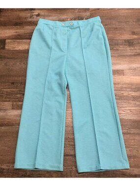 Vintage 70's Kmart Wide Leg Flare Size 20 Light Blue Polka Dotted Pants Trousers
